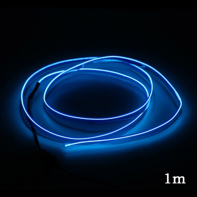 12V Flexible Neon EL Wire Rope Indoor Interior Light for AUTO 1m/2m/3m/5m Car LED Strips Auto Decoration Atmosphere Lamp