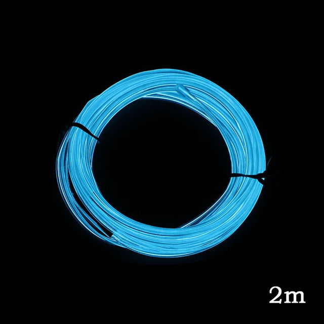 12V Flexible Neon EL Wire Rope Indoor Interior Light for AUTO 1m/2m/3m/5m Car LED Strips Auto Decoration Atmosphere Lamp