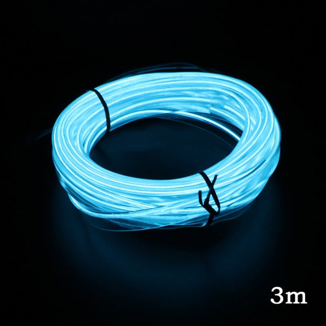 12V Flexible Neon EL Wire Rope Indoor Interior Light for AUTO 1m/2m/3m/5m Car LED Strips Auto Decoration Atmosphere Lamp