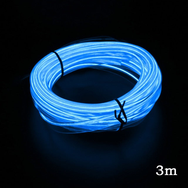12V Flexible Neon EL Wire Rope Indoor Interior Light for AUTO 1m/2m/3m/5m Car LED Strips Auto Decoration Atmosphere Lamp