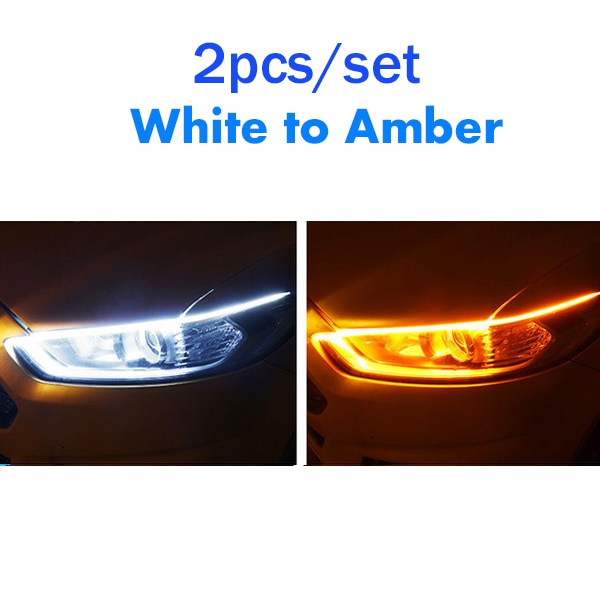 2pcs Cars DRL LED Daytime Running Lights Auto Flowing Turn Signal Guide Strip Headlight  Accessories