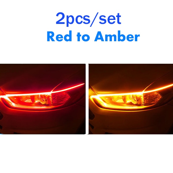 2pcs Cars DRL LED Daytime Running Lights Auto Flowing Turn Signal Guide Strip Headlight  Accessories