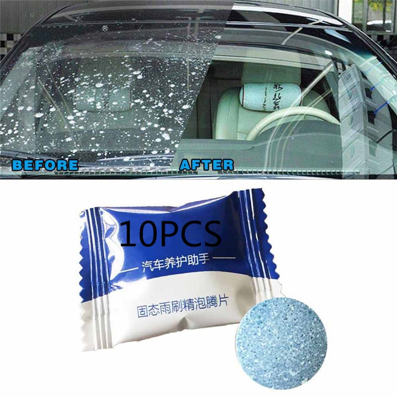 10 Pcs  Multifunction Compact Glass Washer Detergent Effervescent Tablets for Car Window  Glass or Home Window Glass Cleaning