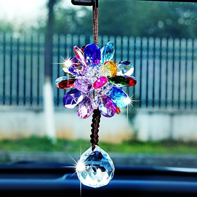 Universal Auto Beautiful Crystal Rearview Mirror Hanging Pendant Ornaments Car Decoration Accessories