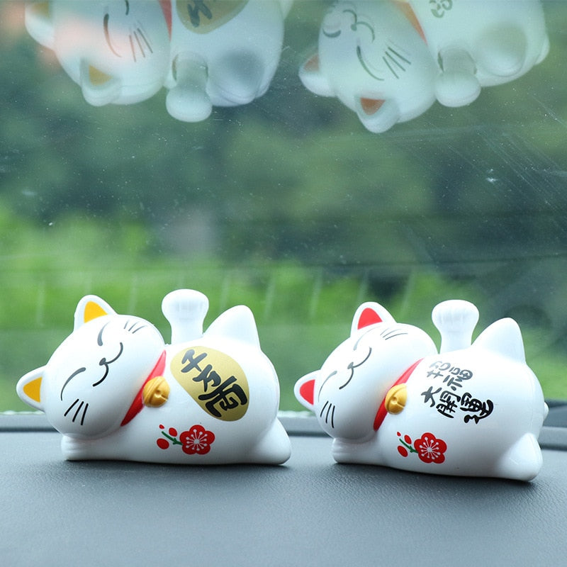 Universal Solar Cute Cartoon Chinese Lucky Cat Beckon Hand Styling for Car Office Home Decoration