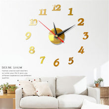 Load image into Gallery viewer, Big Wall Clock 3D Mirror Sticker Unique Big Number DIY Decor Wall Clock Art Sticker Decal Home Modern Decoration