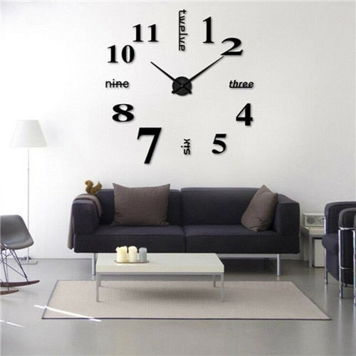 Big Wall Clock 3D Mirror Sticker Unique Big Number DIY Decor Wall Clock Art Sticker Decal Home Modern Decoration