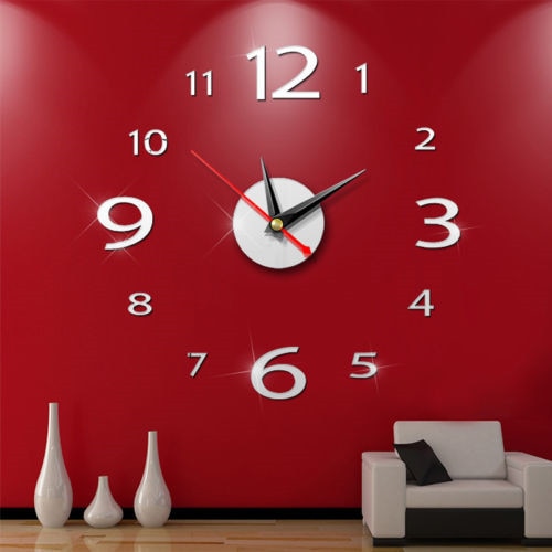 Big Wall Clock 3D Mirror Sticker Unique Big Number DIY Decor Wall Clock Art Sticker Decal Home Modern Decoration