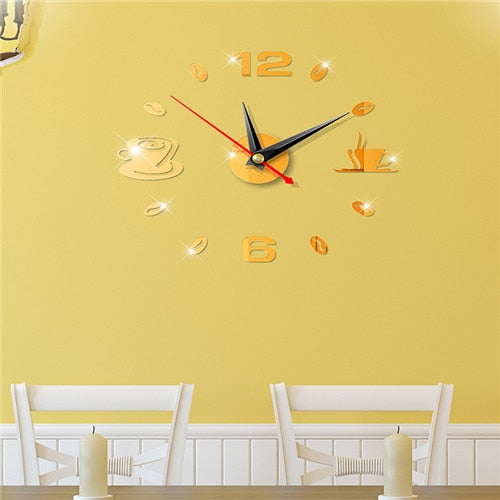 Big Wall Clock 3D Mirror Sticker Unique Big Number DIY Decor Wall Clock Art Sticker Decal Home Modern Decoration