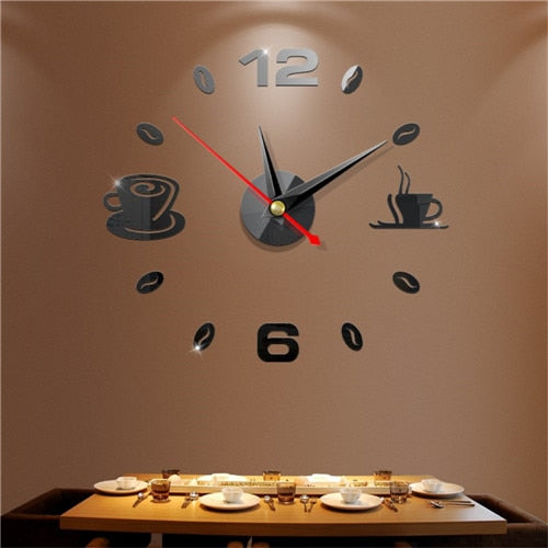 Big Wall Clock 3D Mirror Sticker Unique Big Number DIY Decor Wall Clock Art Sticker Decal Home Modern Decoration