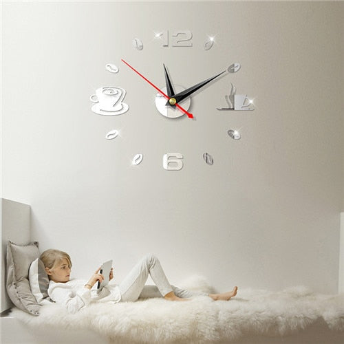 Big Wall Clock 3D Mirror Sticker Unique Big Number DIY Decor Wall Clock Art Sticker Decal Home Modern Decoration