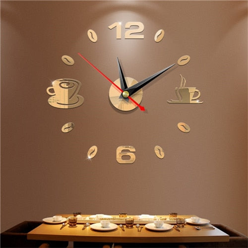 Big Wall Clock 3D Mirror Sticker Unique Big Number DIY Decor Wall Clock Art Sticker Decal Home Modern Decoration