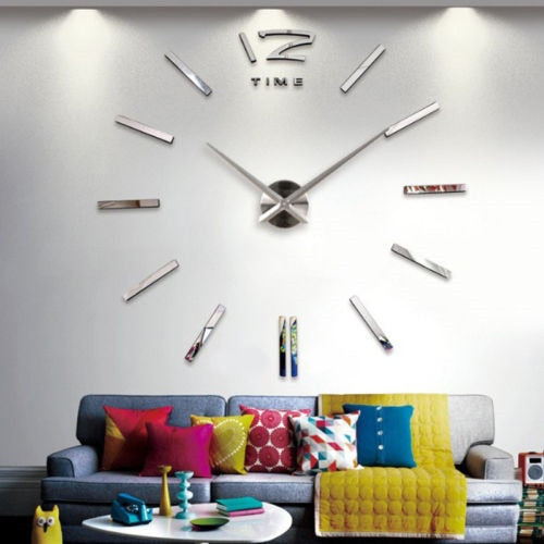 Big Wall Clock 3D Mirror Sticker Unique Big Number DIY Decor Wall Clock Art Sticker Decal Home Modern Decoration