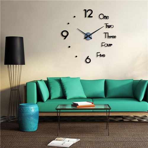 Big Wall Clock 3D Mirror Sticker Unique Big Number DIY Decor Wall Clock Art Sticker Decal Home Modern Decoration