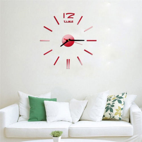 Big Wall Clock 3D Mirror Sticker Unique Big Number DIY Decor Wall Clock Art Sticker Decal Home Modern Decoration