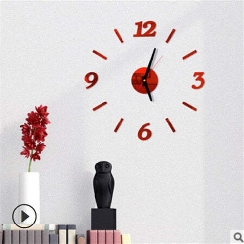 Big Wall Clock 3D Mirror Sticker Unique Big Number DIY Decor Wall Clock Art Sticker Decal Home Modern Decoration