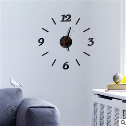 Big Wall Clock 3D Mirror Sticker Unique Big Number DIY Decor Wall Clock Art Sticker Decal Home Modern Decoration