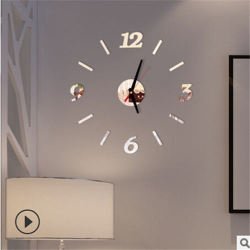 Big Wall Clock 3D Mirror Sticker Unique Big Number DIY Decor Wall Clock Art Sticker Decal Home Modern Decoration