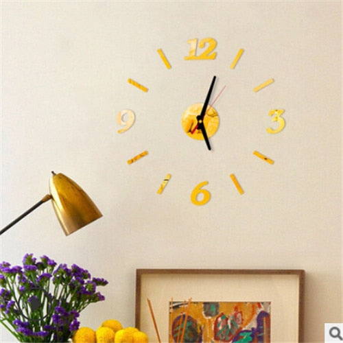 Big Wall Clock 3D Mirror Sticker Unique Big Number DIY Decor Wall Clock Art Sticker Decal Home Modern Decoration