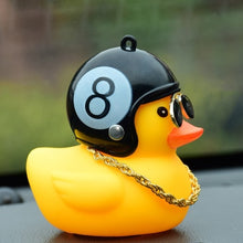 Load image into Gallery viewer, Cute Cartoon Lucky Cool Little Yellow Duck Toys With Helmet And Chain for Car Ornament  Auto Accessories Interior Decoration