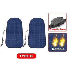 2Pcs In 1 Fast Heated & Adjustable Safe Car Electric Heated Seat Warm Pad Cushions Covers Black/Grey/Blue/Red Color
