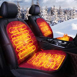 2Pcs In 1 Fast Heated & Adjustable Safe Car Electric Heated Seat Warm Pad Cushions Covers Black/Grey/Blue/Red Color