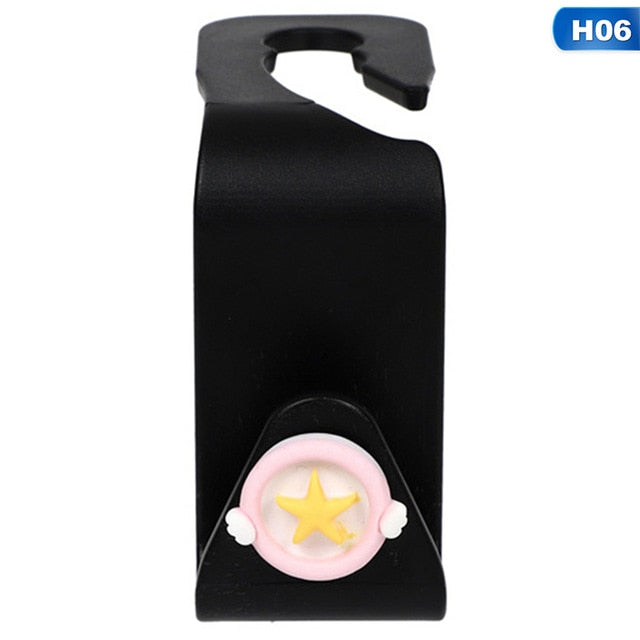 Cartoon Cute Car Seat Hook Hanger Holder Auto Interior Purse Cloth Bag Hanger Organizer Storage Decoration