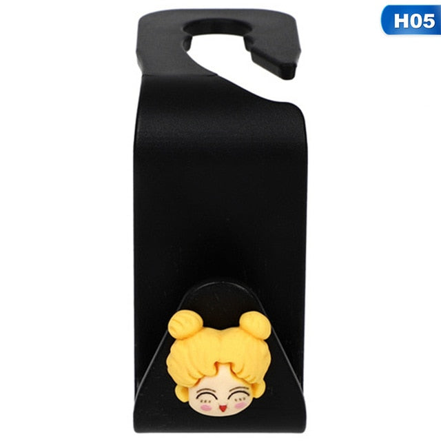 Cartoon Cute Car Seat Hook Hanger Holder Auto Interior Purse Cloth Bag Hanger Organizer Storage Decoration