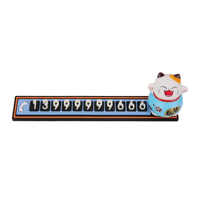 Cute Cartoon Lucky Cat Car Temporary Parking Phone Number Plate Automobiles Telephone Number  Sticker  Notification Decoration