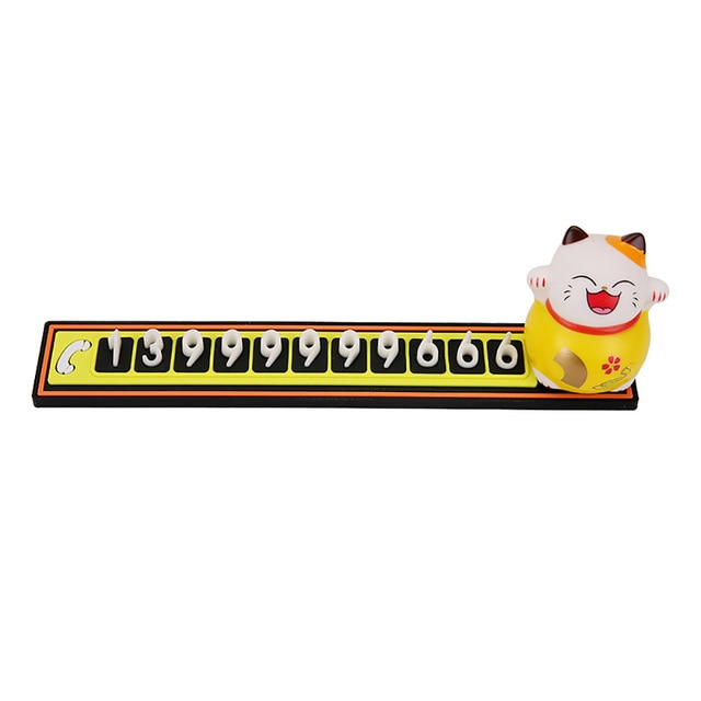Cute Cartoon Lucky Cat Car Temporary Parking Phone Number Plate Automobiles Telephone Number  Sticker  Notification Decoration