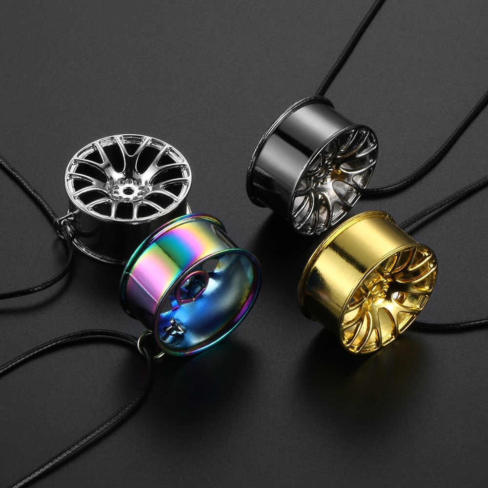 Metal Wheel Hub Flywheel Hanging for Car Interior Rear View Mirror Ornament or for People Hip-hop Style Pendant Decoration