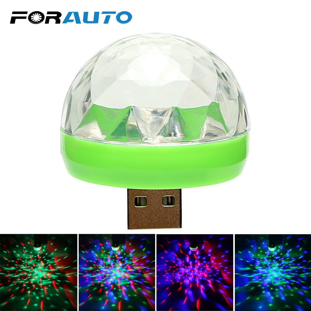 Car Mini RGB Atmosphere USB LED Light Decorative Lamp Club Disco Magic Stage Effect Lights for Auto Interior or Home