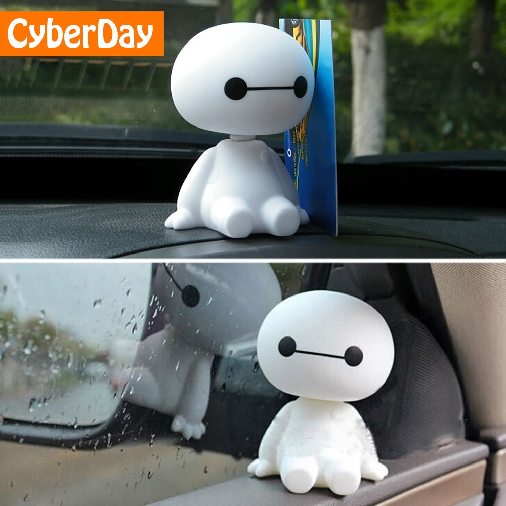Universal Cute Cartoon Plastic Baymax Robot Big Hero Doll Toys Shaking Head Figure for Car Ornaments Auto Interior Decorations