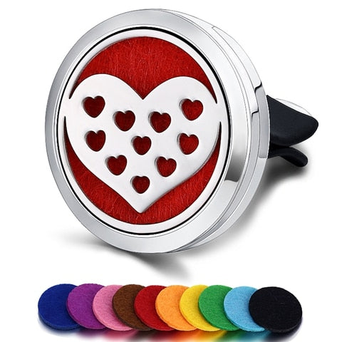 Car Air Freshener Perfume Diffuser Clip w/ Free 10pcs Perfume pad for Auto Vent Freshener Essential Oil Perfume Locket