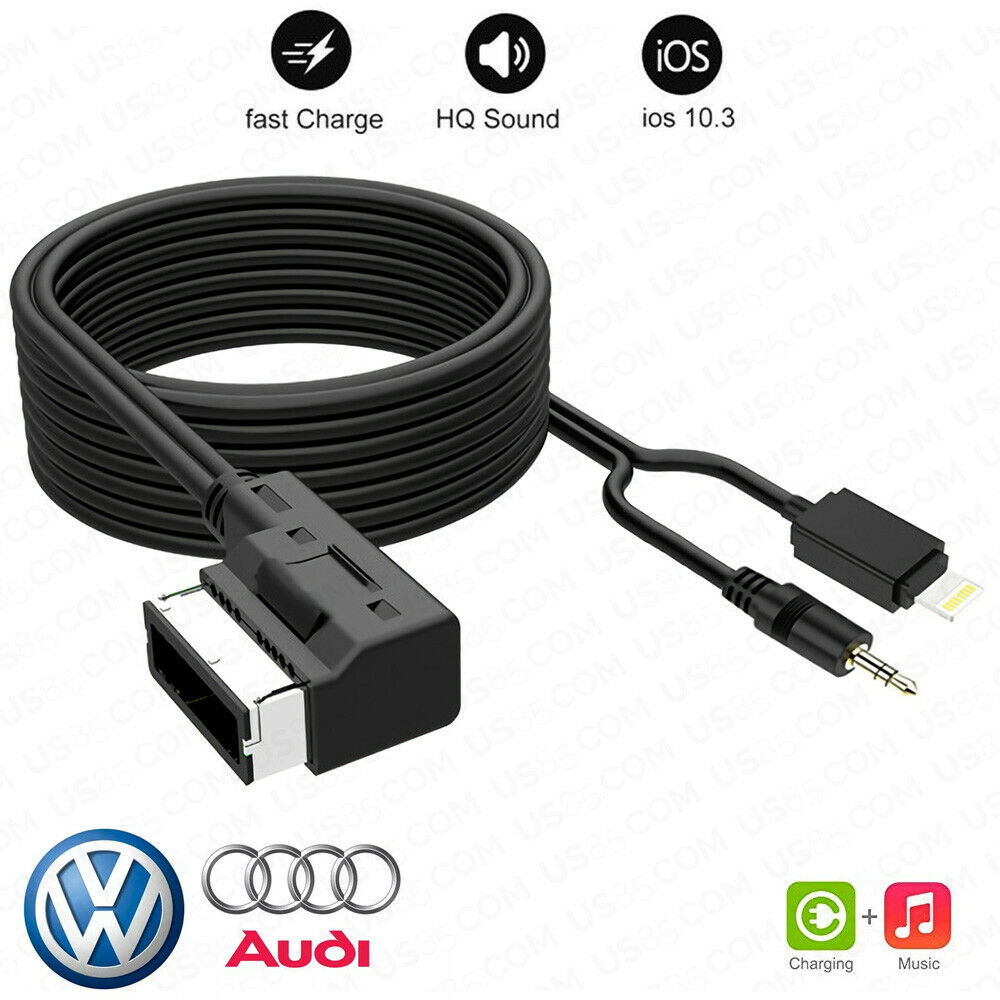 6ft For Audi VW AMI Adapter for iPhone Lightning Charging & AUX Cable MMI MEDIA Music Interface - US85.COM