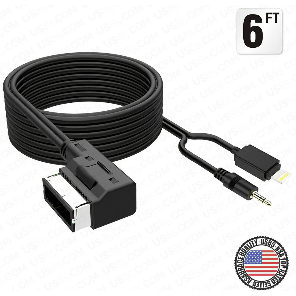 6ft For Audi VW AMI Adapter for iPhone Lightning Charging & AUX Cable MMI MEDIA Music Interface - US85.COM