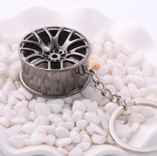 Universal Car Black Wheel Hub Rim Model Keychain Ring Gift Decoration - US85.COM