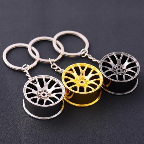 Universal Car Black Wheel Hub Rim Model Keychain Ring Gift Decoration ...